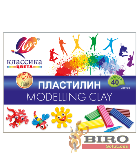 Pastă de modelat Klassika, 40 culori x 20 gr. + cutit